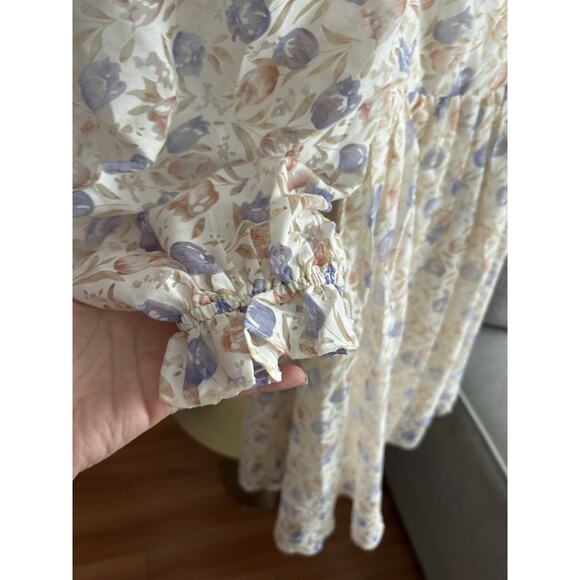 Storia Floral Femenine Romantic Babydoll Mini Dress M Fairy Coquette Spring - Picture 9 of 16